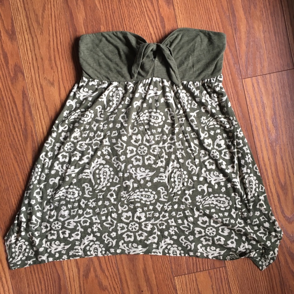 American Eagle Tube Top Peephole Knot Green Flowy